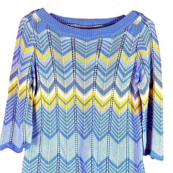 Burgess Blue and Yellow Silk Blend Sweater Size Medium - Picture 5 of 8